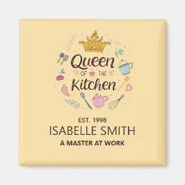 Imán Reina de la Cocina Diseño de Nombre Personalizado