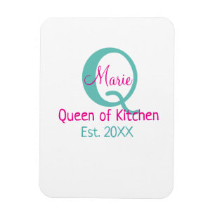 Imán Reina de la cocina monograma minimo verde rosa sim