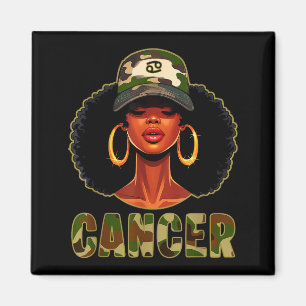 Imán Reina del Cáncer Mujer Negra Con Gorra Camo Chica