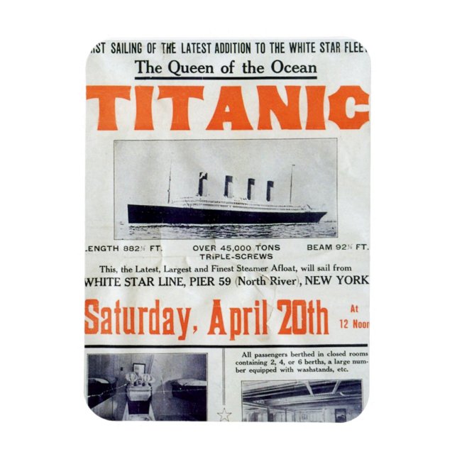 Imán Reina del Océano Titanic - White Star Line (Vertical)