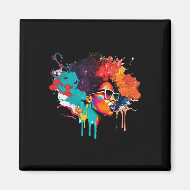 Imán Reina negra afro melanina goteando arte por los es (Frente)