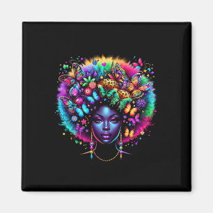 Imán Reina Negra Afro Melanina Juneteenth Leopardo Mant