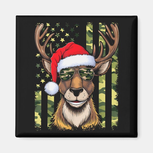 Imán Reindeer Camo American Flag Christmas Pajama X-mas (Frente)