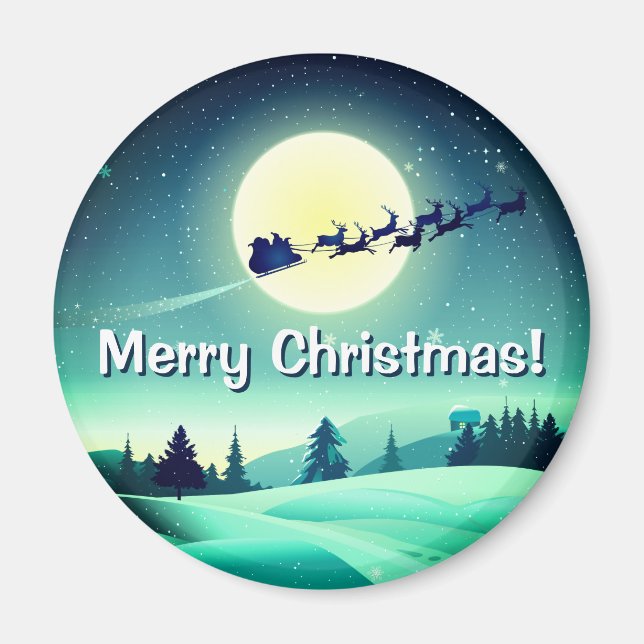 Imán Reindeer Flying Sleigh (Frente)