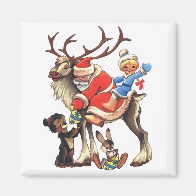 Imán Reindeer Santa (Frente)