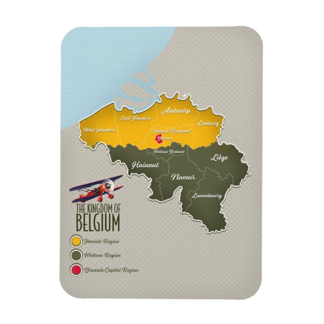 Imán Reino de Bélgica mapa hermoso (Vertical)