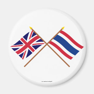 Imán Reino Unido y banderas cruzadas Tailandia
