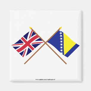 Imán Reino Unido y Bosnia y banderas cruzadas