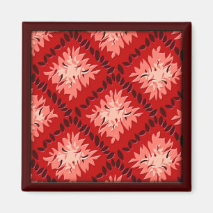 Imán Rejilla de la flor del art déco - rojo (imán)