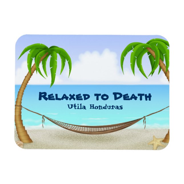 Imán Relajado a la muerte Utila Honduras Beach Magnet (Horizontal)