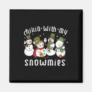 Imán Relajándome con mis muñecos de nieve Santa Hombre 