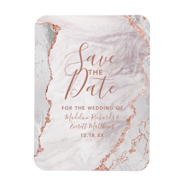 Imán Relieve metalizado de Agate de Oro blanco y Rosa A (Vertical)