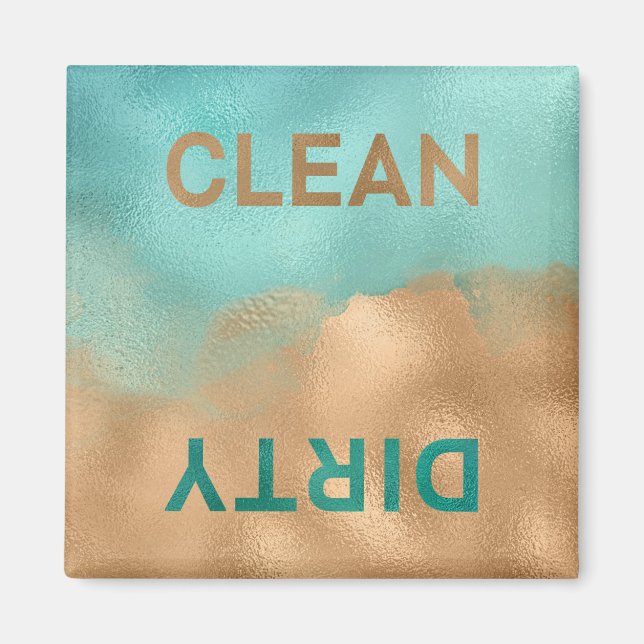 Imán Relieve metalizado de cobre azul Aqua Limpiar lava (Frente)