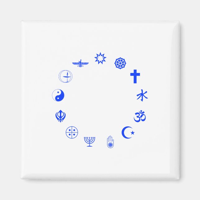 Imán Religiones del mundo azul (Frente)