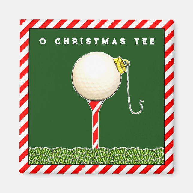 Imán Relleno de calcetín de Navidad de golf (Frente)