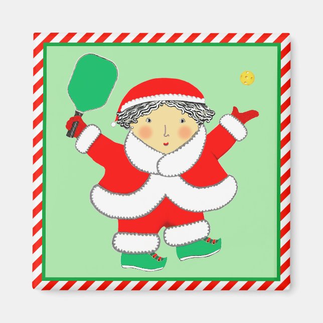 Imán Rellenos de calcetines de Navidad de Pickleball (Frente)