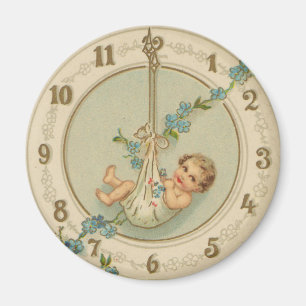 Imán Reloj Antiguo Bebé de Año Nuevo