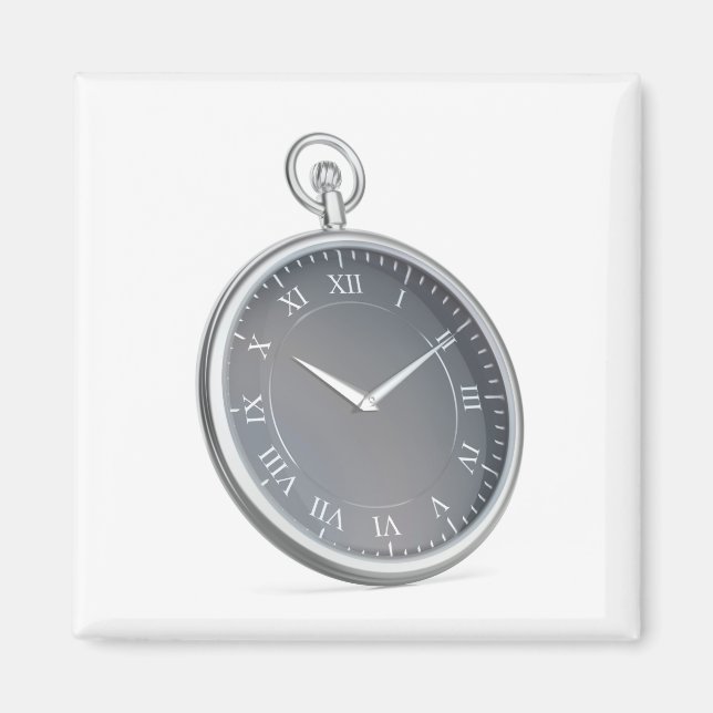 Imán Reloj de bolsillo plateado (Frente)