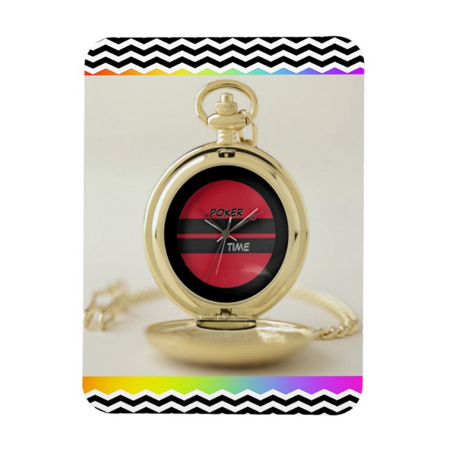 Imán Reloj de bolsillo Tiempo de póquer  Nevera  (Vertical)