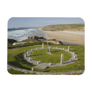 Imán Reloj de sol y Perran Beach, Perranporth, Cornuall