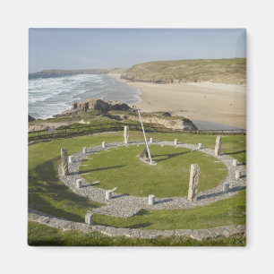 Imán Reloj de sol y Perran Beach, Perranporth, Cornuall