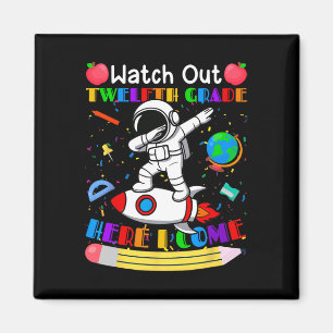 Imán Reloj divertido, cuidado, senior, aquí voy astrona