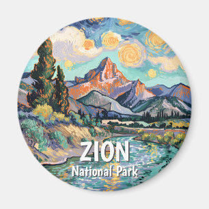 Imán Reloj Retro Van Gogh Zion Virgen Río Colorido