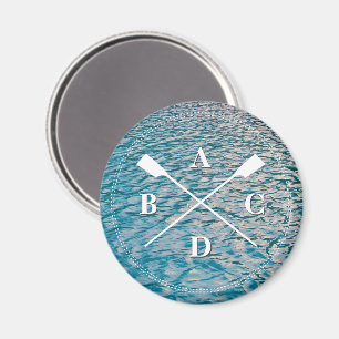 Imán Remando oars cruzados monograma iniciales agua
