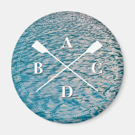 Imán Remando oars cruzados monograma iniciales agua