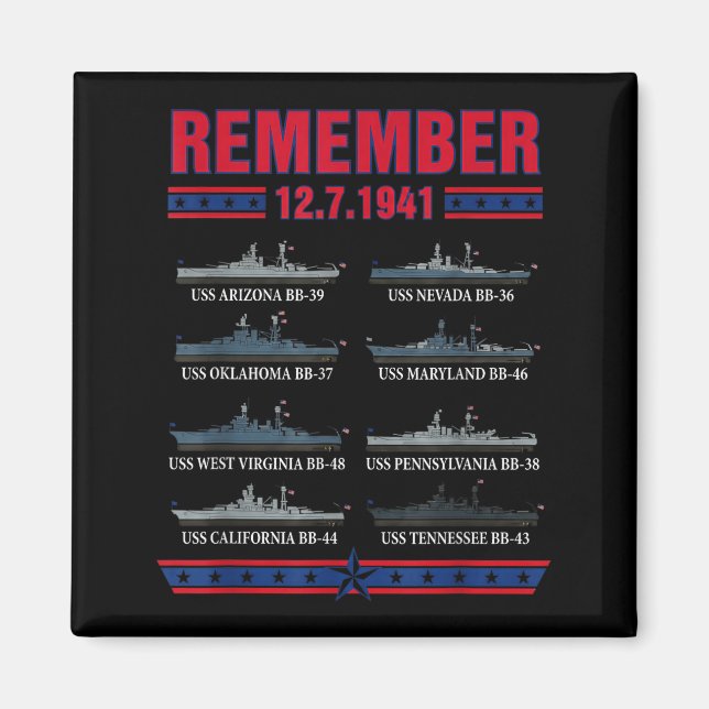 Imán Remember pearl harbor memorial day december 7th (Frente)