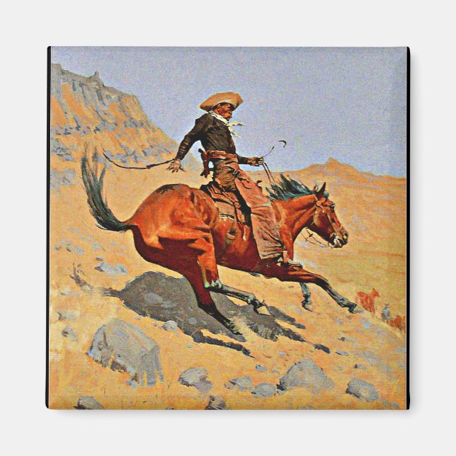 Imán Remington - El Cowboy, famoso cuadro (Frente)