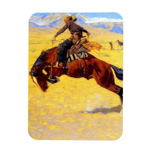 Imán Remington Old West Horse y Cowboy (Vertical)