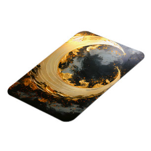 Imán Remolino abstracto moderno de oro negro Luna