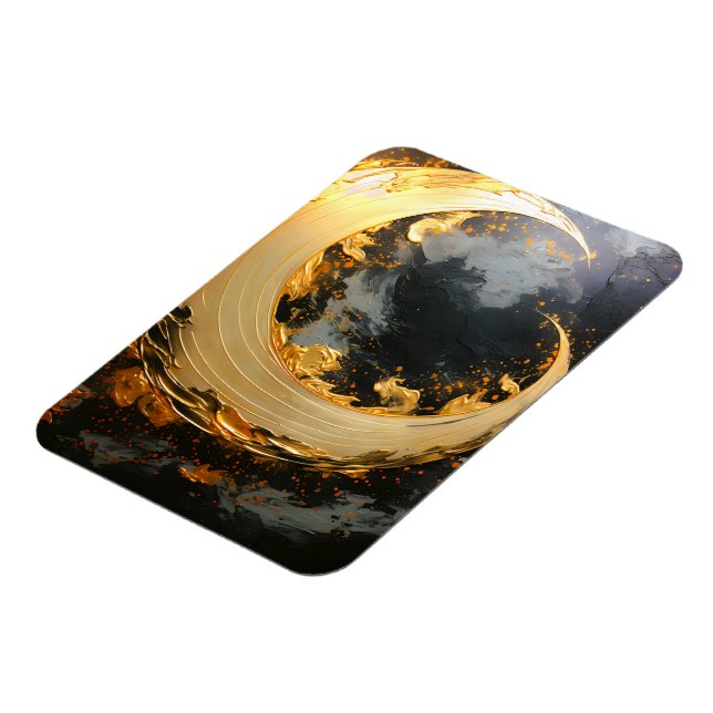 Imán Remolino abstracto moderno de oro negro Luna (Lado Izquierdo)