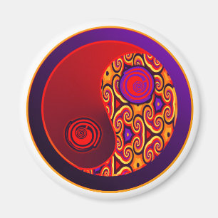 Imán Remolinos Yin Yang del rojo y de la púrpura