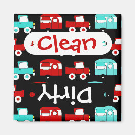 Imán Remolque de camping retro RV rojo turquesa