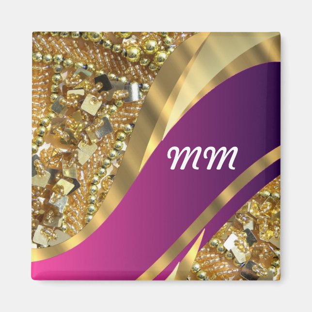 Imán Remolque de oro y magenta (Frente)