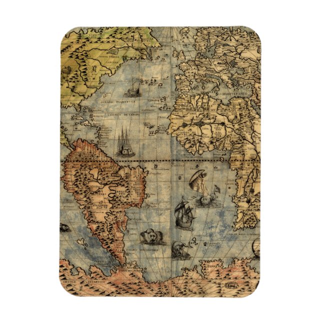 Imán Renacimiento del Mapa Antiquev de Forlani de 1565 (Vertical)