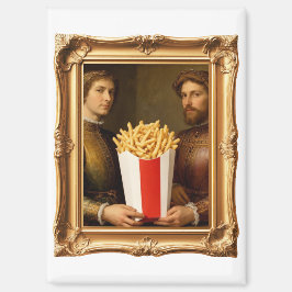 Imán Renaissance Men Holding Modern French Fries