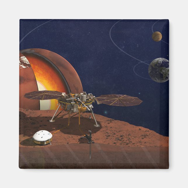 Imán Rendición artística de The Insight Lander. (Frente)