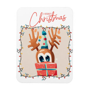 Imán Reno juguetón con regalo