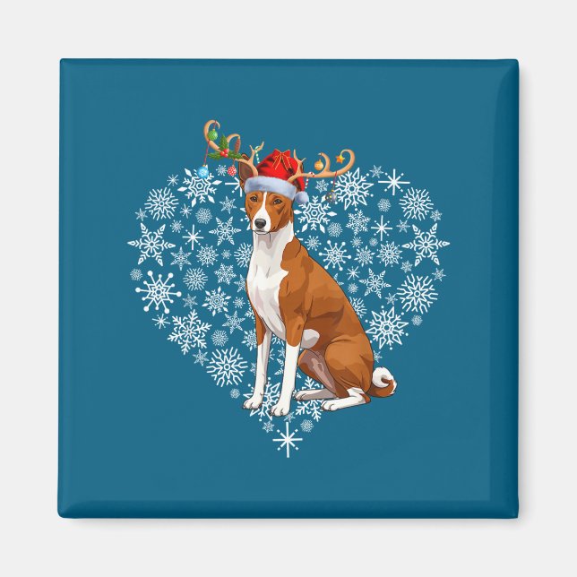 Imán Renode Santa Sombrero Basenji Amantes Navidad  (Frente)