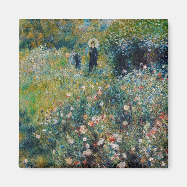 Imán Renoir - Mujer con sombrilla en un jardín (Frente)