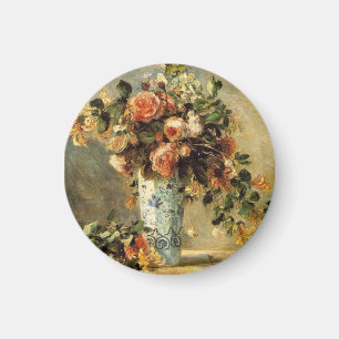 Imán Renoir Roses and Jasmine in a Delft Vase