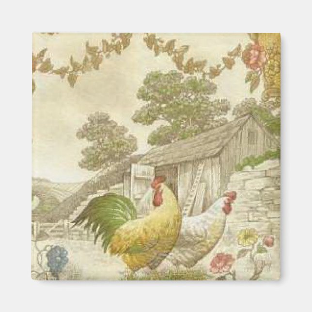 Imán Repertorio de campo francés y Hen Fridge Magnet (Frente)