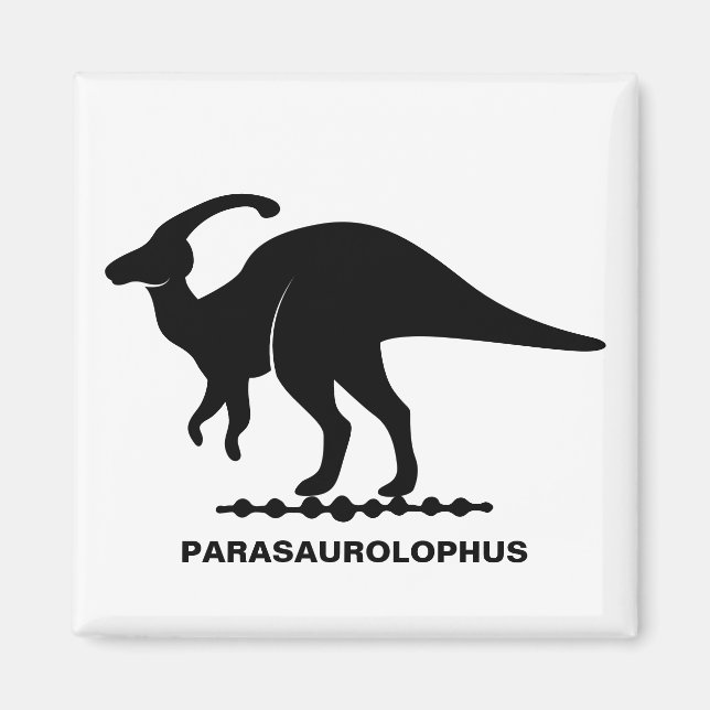 Imán Repertorio de silhouette de dinosaurios de Parasau (Frente)