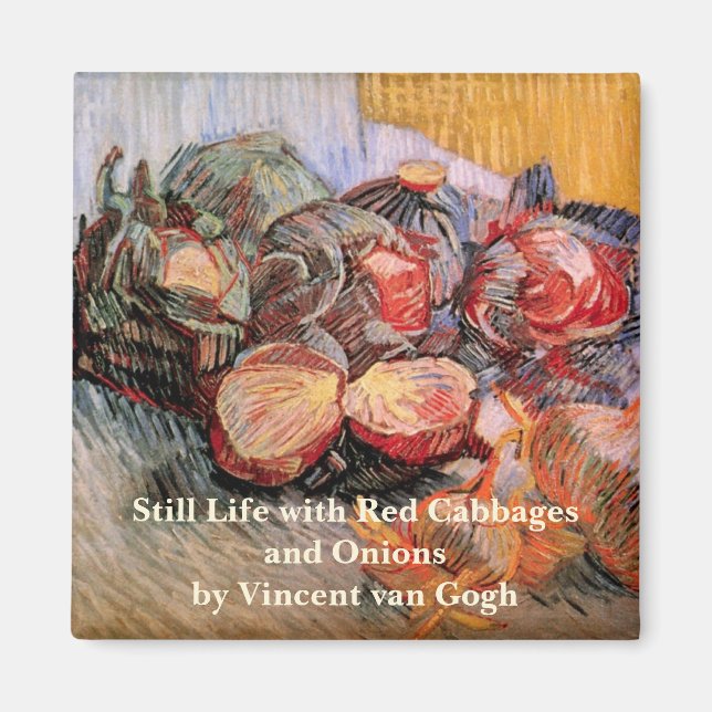 Imán Repollos rojos y cebolla por Vincent van Gogh (Frente)