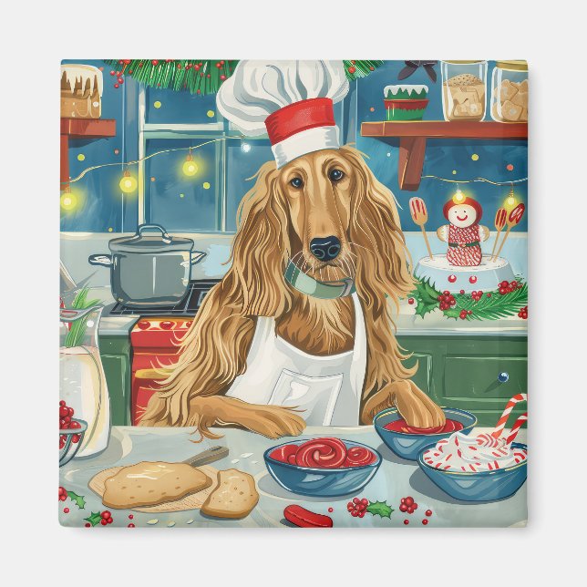Imán Repostería Navideña con Afghan Hound: Navidad Fest (Frente)