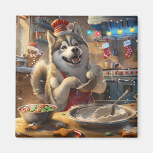 Imán Repostería Navideña con Alaskan Malamute: Navidad 