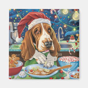 Imán Repostería Navideña con Basset Hound: Navidad Fest